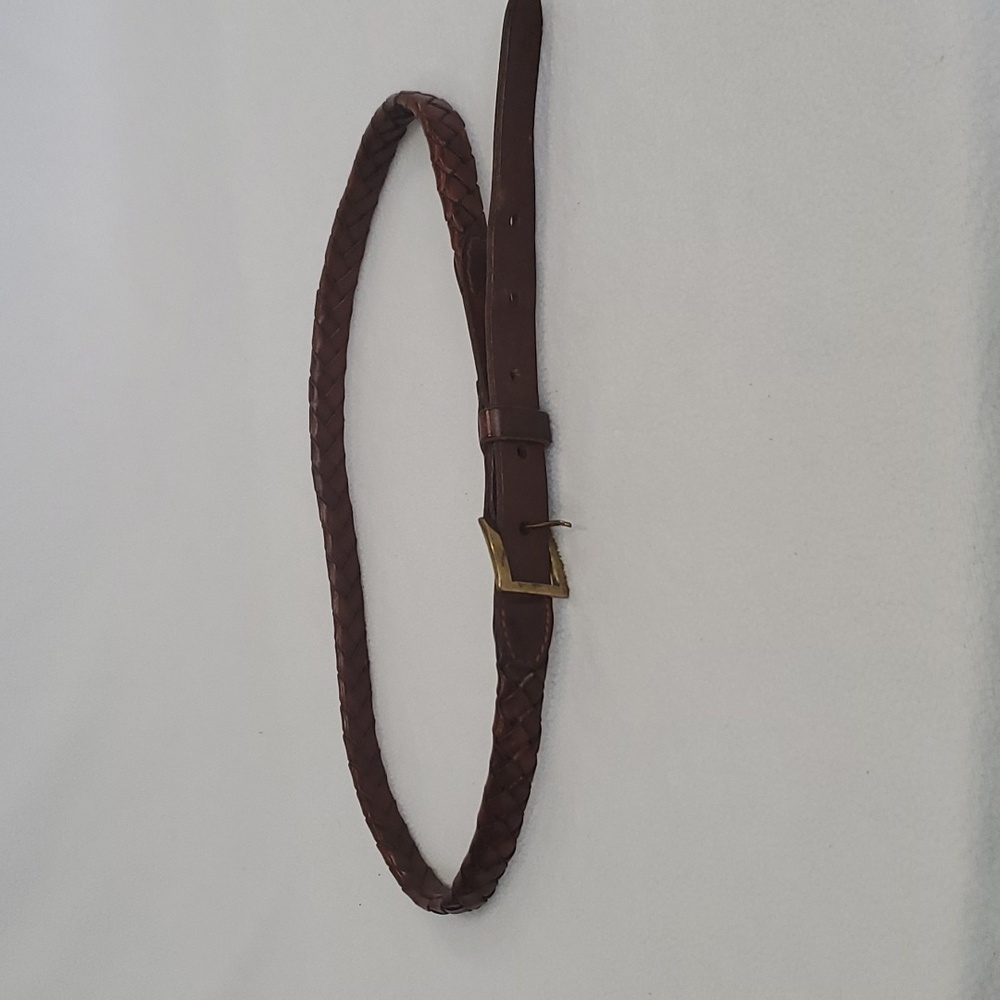 Ralph Lauren brown leather braided belt Size 32 1/2" - 35"